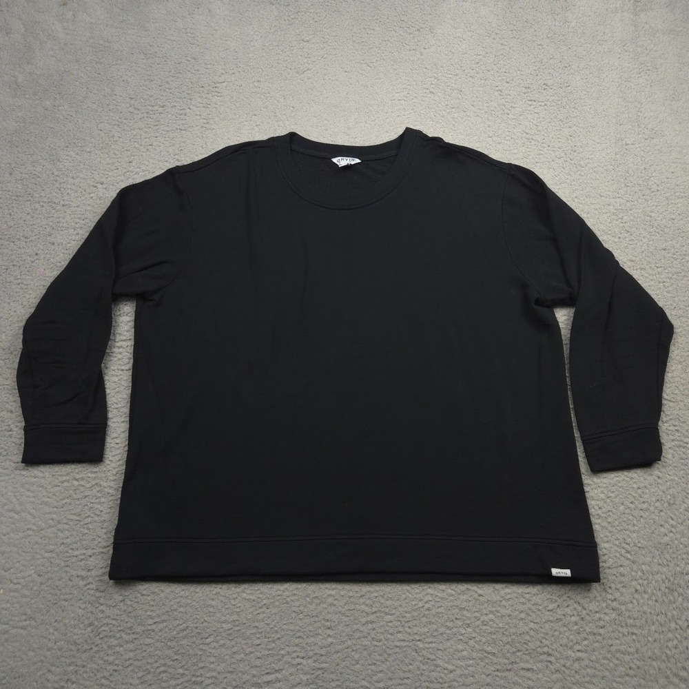 Orvis Oversized Black Crewneck Sweatshirt Womens XXL Minimal Lounge Core Cozy
